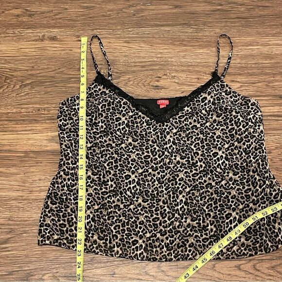 Guess Leopard Print Cami Tank Top Blouse Tan Black Cream Size XL - Picture 3 of 8